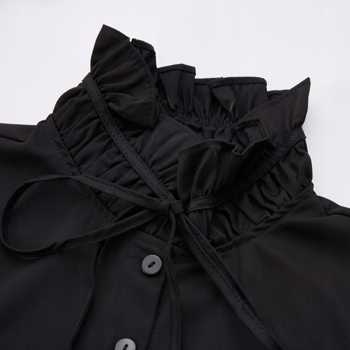 Women's Black Lace Detachable Shirt Collar with Button Fastening