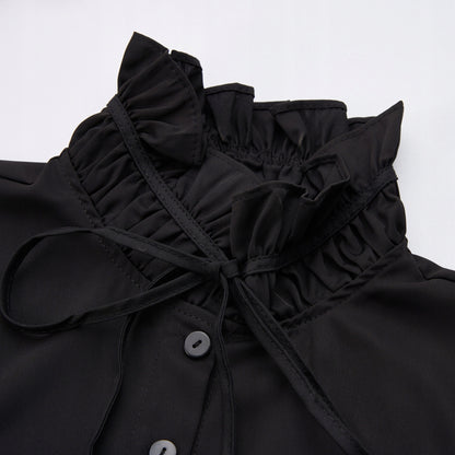 Women's Black Lace Detachable Shirt Collar with Button Fastening