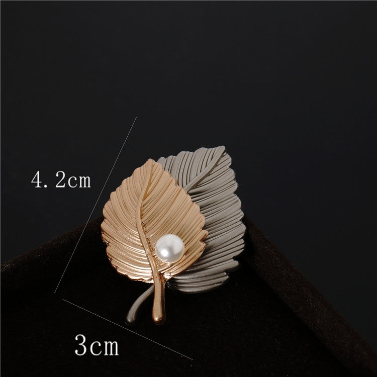 Leaf Brooch with Pearls