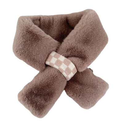 Women's Faux-Fur Scarf 85 × 12 cm – Khaki