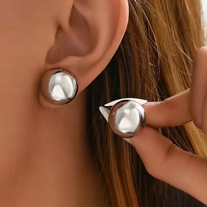 Elegant Women's Silver-Tone Stud Earring Set