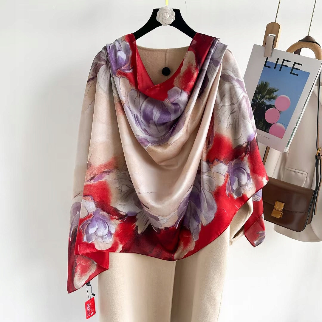 Pañuelo grande de mujer de imitación de seda 180 × 90 cm