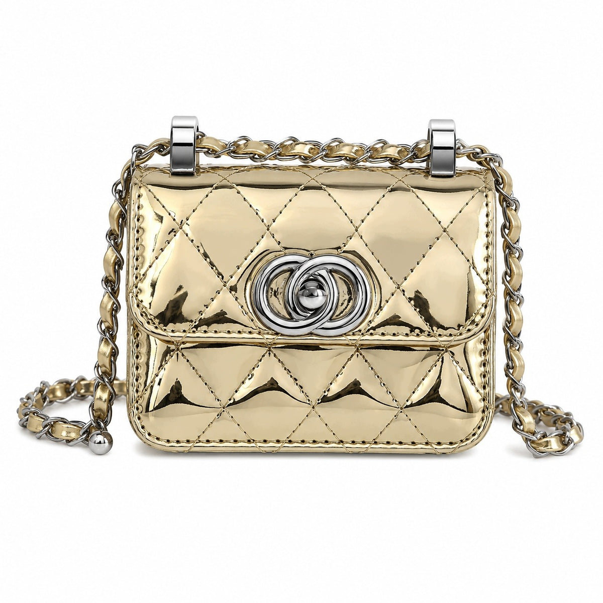 Gesteppte Mini-Handtasche – goldfarben