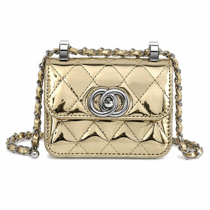 Gesteppte Mini-Handtasche – goldfarben
