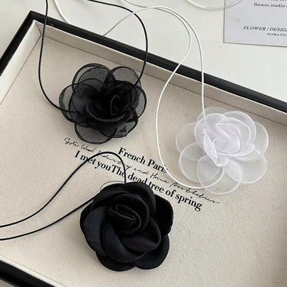 Rose Choker – Black & Pink