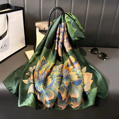 Silk-Effect Scarf 180 × 90 cm – Green