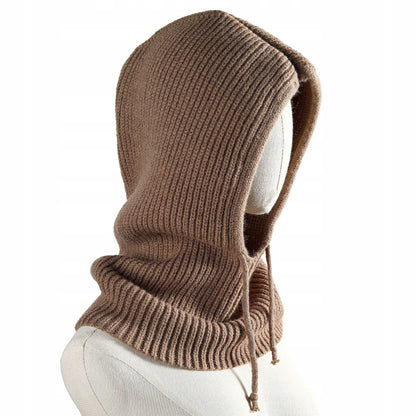 Women's Stylish Beige Winter Balaclava Hood and Neck Warmer