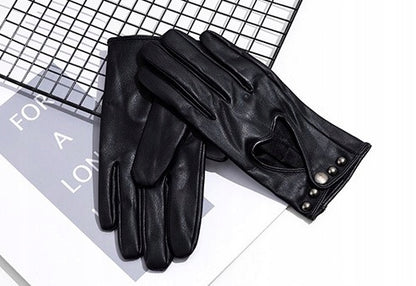 Damenhandschuhe aus Kunstleder – schwarz