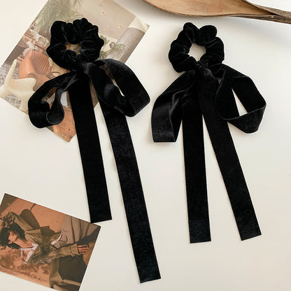 Hair Scrunchie with Bow – Black