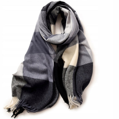Women's Winter Scarf 180 × 66 cm – Blue & Grey