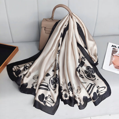 Women's Elegant Large Silk-Effect Scarf — Beautiful, Sophisticated Style, 180×90 cm