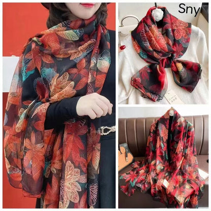 Silk-Effect Scarf 180 × 90 cm – Black & White
