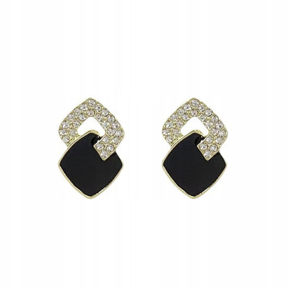 Women's Earrings with Rhinestones – Silver-Tone & Black