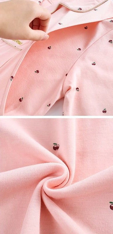 Women's Button-Front Pyjamas — Pink with a Small Print