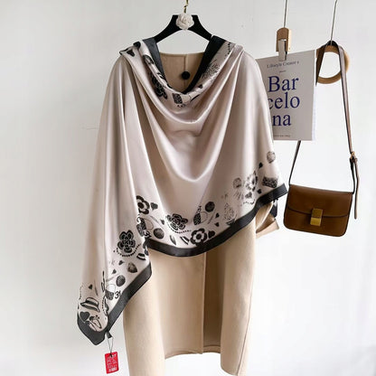 Women's Elegant Large Silk-Effect Scarf — Beautiful, Sophisticated Style, 180×90 cm