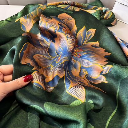 Silk-Effect Scarf 180 × 90 cm – Green
