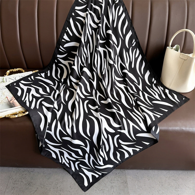 Silk-Effect Square Scarf 90 × 90 cm – White