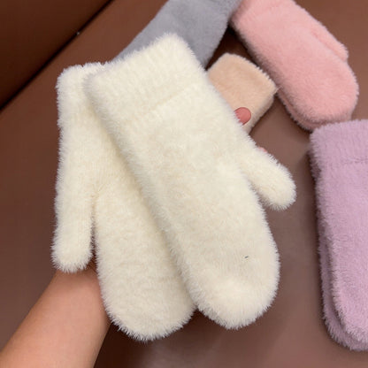 Mănuși de damă din material tip piele întoarsă – crem