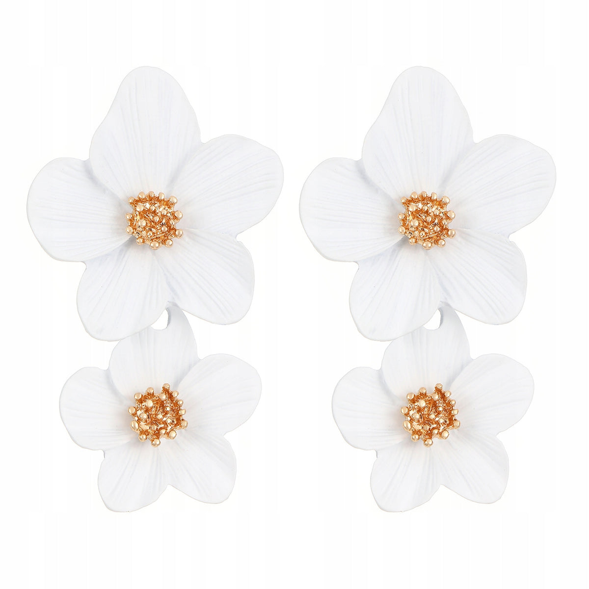 Flower Stud Earrings – White