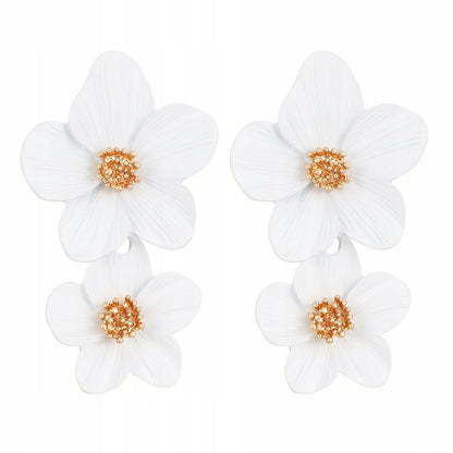 Flower Stud Earrings – White
