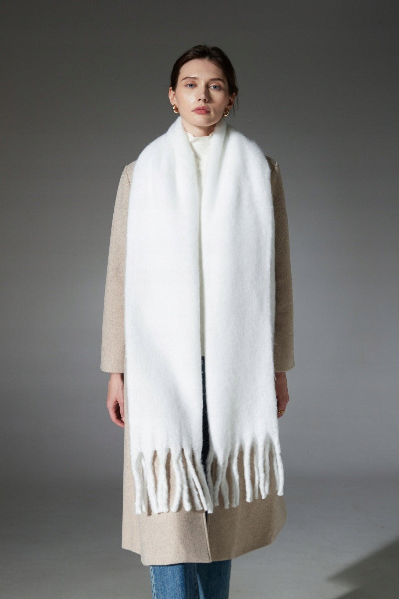 Écharpe d’hiver pour femme 200 × 40 cm – blanc
