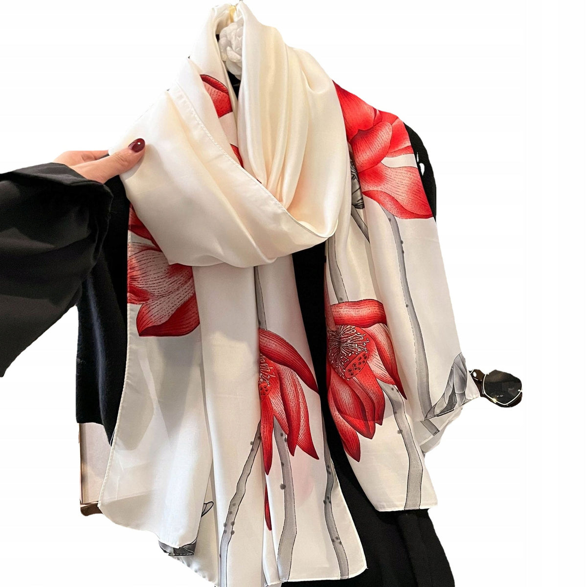 Seidenähnlicher Damenschal 180 × 90 cm – rot