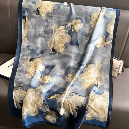 Silk-Effect Scarf 180 × 90 cm – Blue