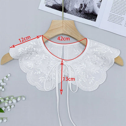 Embroidered Detachable Collar – White