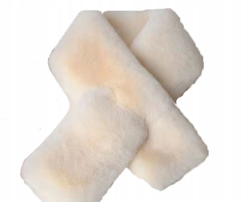Women's Faux-Fur Scarf 80 × 13 cm – Cream