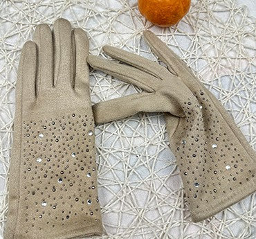Gants en tissu suédé pour femme – beige