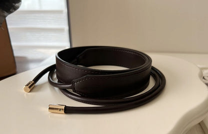 Women's Black Faux Leather Tie-Waist Belt — Elegant Fashion Accessory
