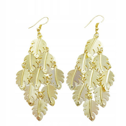 Elegant Women's Gold-Tone Leaf Earrings for Weddings and Special Occasions