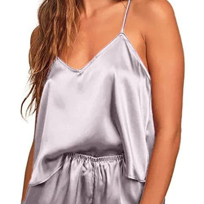 Women's Satin Pyjamas — Classic Silver Grey Set