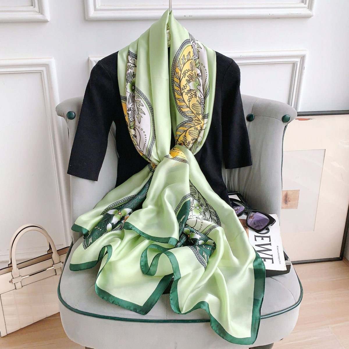 Șal de damă cu aspect de mătase 180 × 90 cm – verde