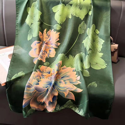 Silk-Effect Scarf 180 × 90 cm – Green