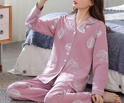 Women's Button-Front Pyjamas — Pink Floral Print