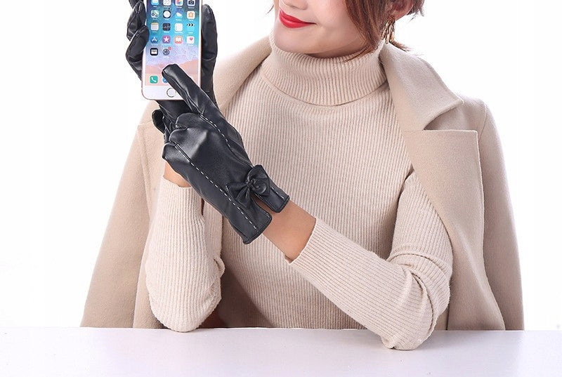 Gants en similicuir pour femme – noir