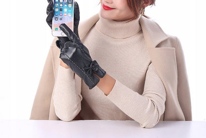 Gants en similicuir pour femme – noir