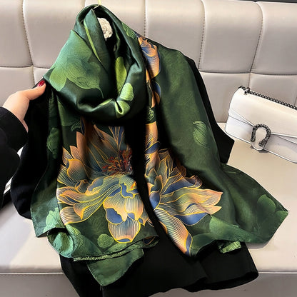 Silk-Effect Scarf 180 × 90 cm – Green