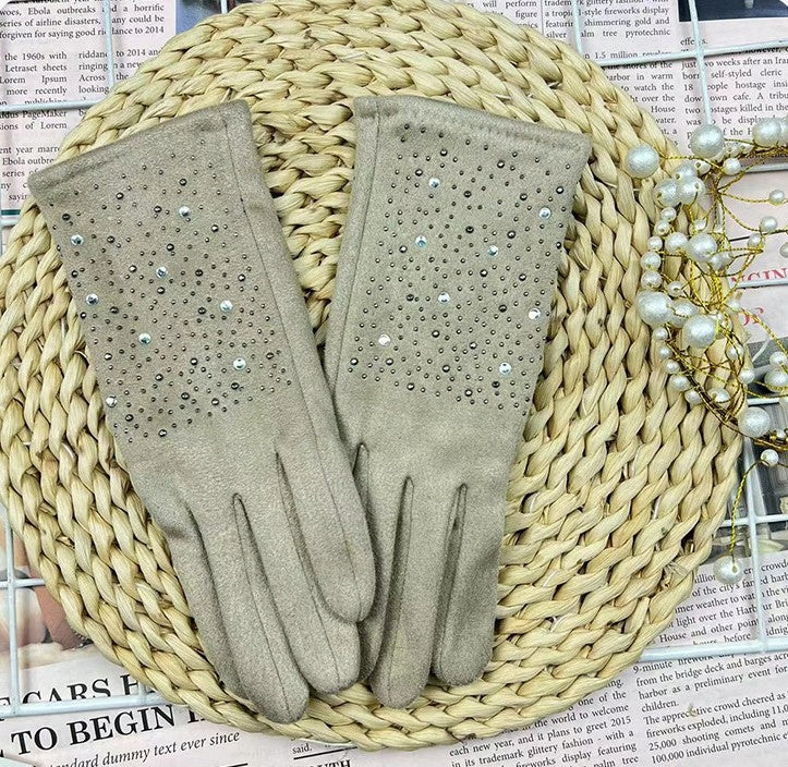 Gants en tissu suédé pour femme – beige