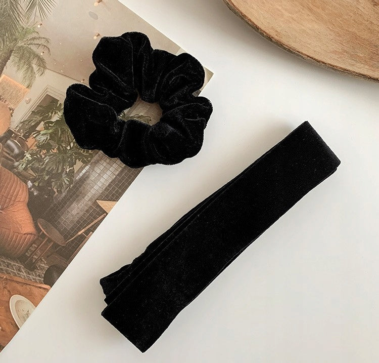 Hair Scrunchie with Bow – Black