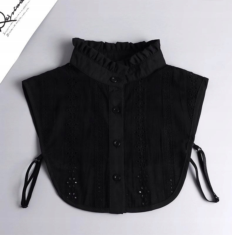 Cuello desmontable de encaje de mujer – negro