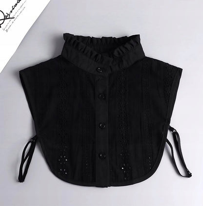 Cuello desmontable de encaje de mujer – negro