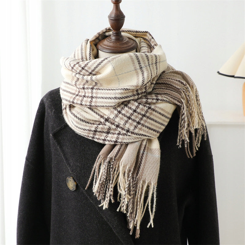 Women's Scarf 200 × 66 cm – Beige & Brown