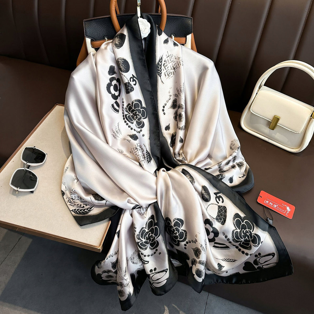 Women's Elegant Large Silk-Effect Scarf — Beautiful, Sophisticated Style, 180×90 cm