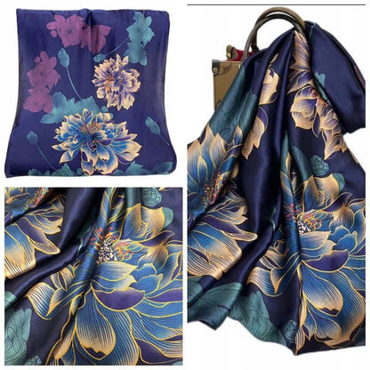 Silk-Effect Scarf 180 × 90 cm – Navy
