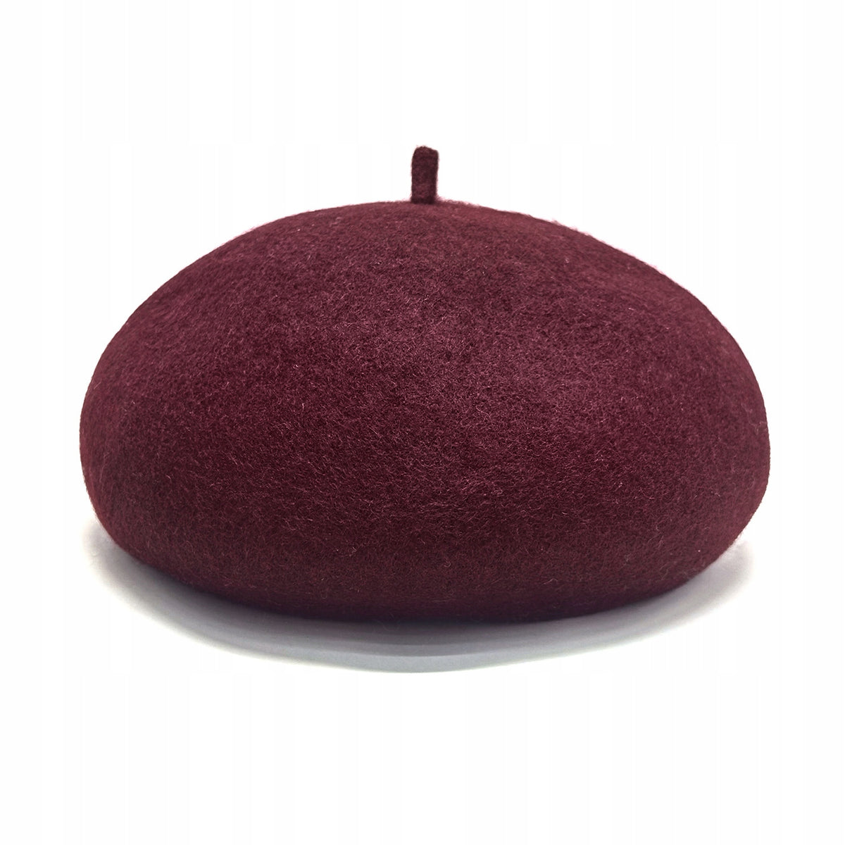 Women's Elegant Burgundy French-Style Beret — Classic Design with a Stem