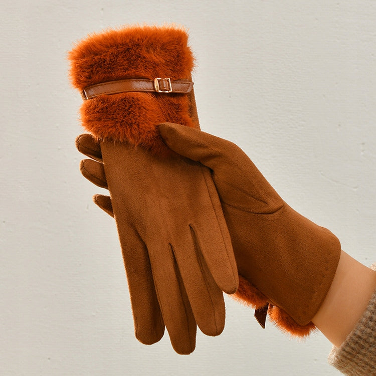 Brown Women's Faux-Leather Winter Gloves — Elegant Accessories