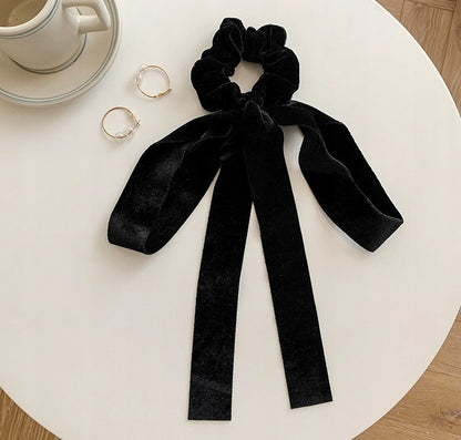 Hair Scrunchie with Bow – Black