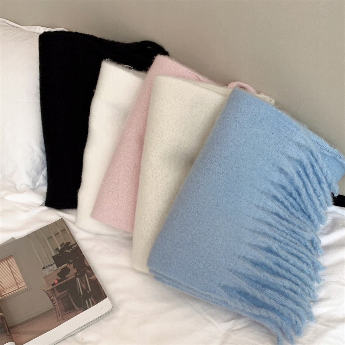 Bufanda de invierno de mujer 200 × 40 cm – crema